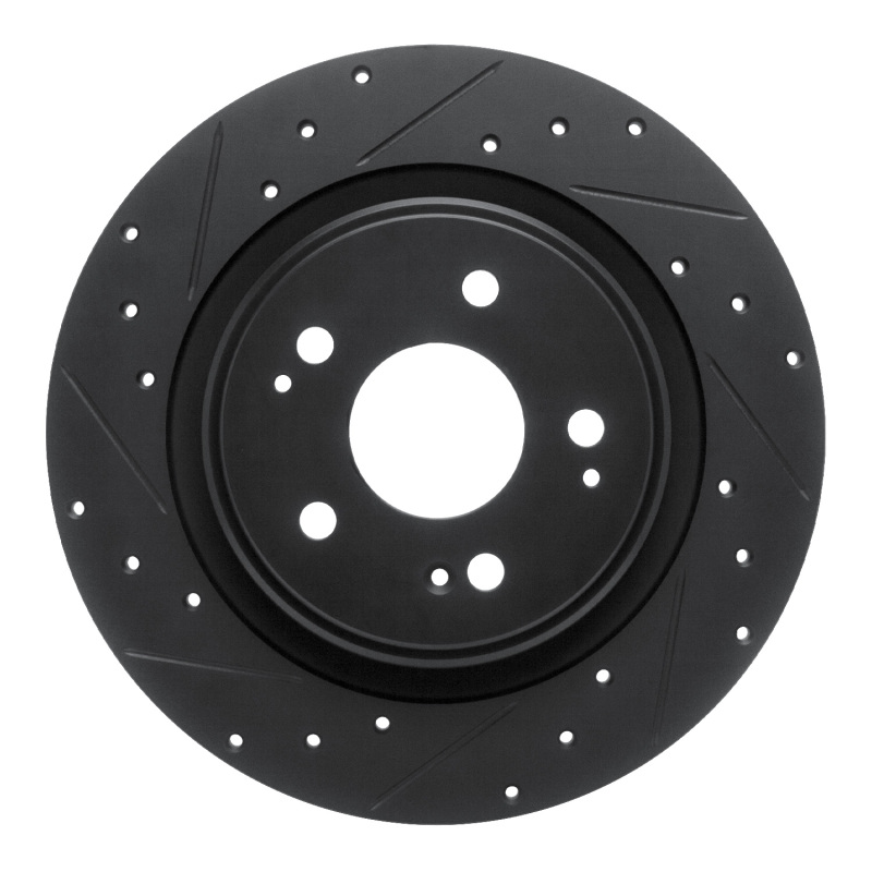 Acura MDX Brake Rotor (1) - Rear Left - R1 Concepts - Drilled & Slotted - Black - `17-`20